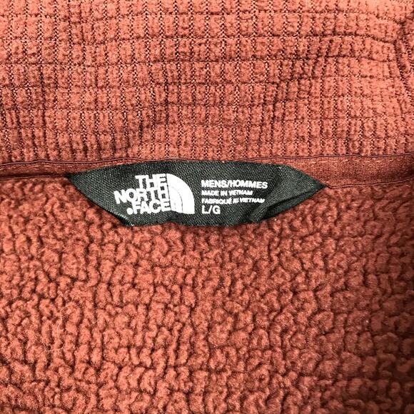 THE NORTH FACE 1/4 Zip Textured Fleece Pullover Men L Burgundy Outdoor Travel - Picture 6 of 9
